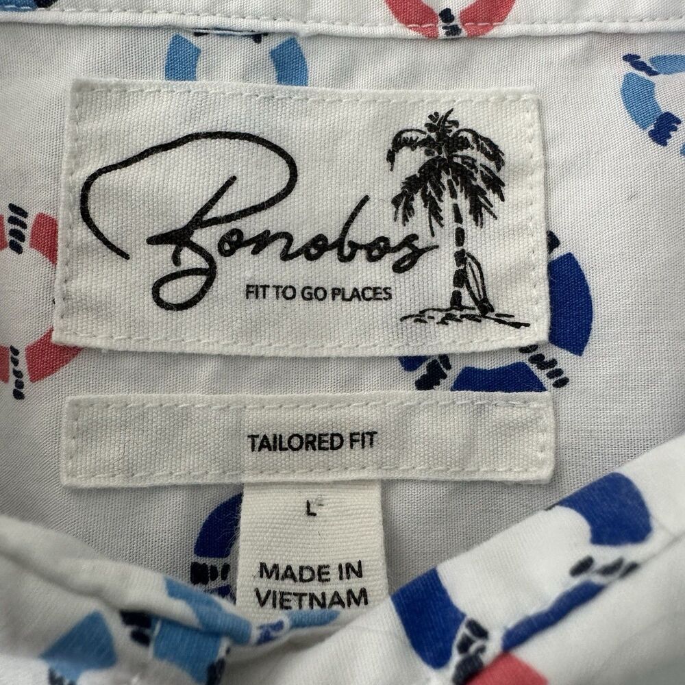 Bonobos Tailored Fit Shirt Men L White Nautical Life Preserver Bouy Print AOP - Picture 6 of 9